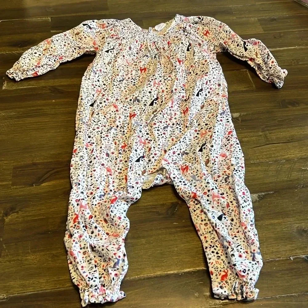 EGG by Susan Lozar Bundle Romper Jumpsuit Animal Print Doe Deer 12 18 Months